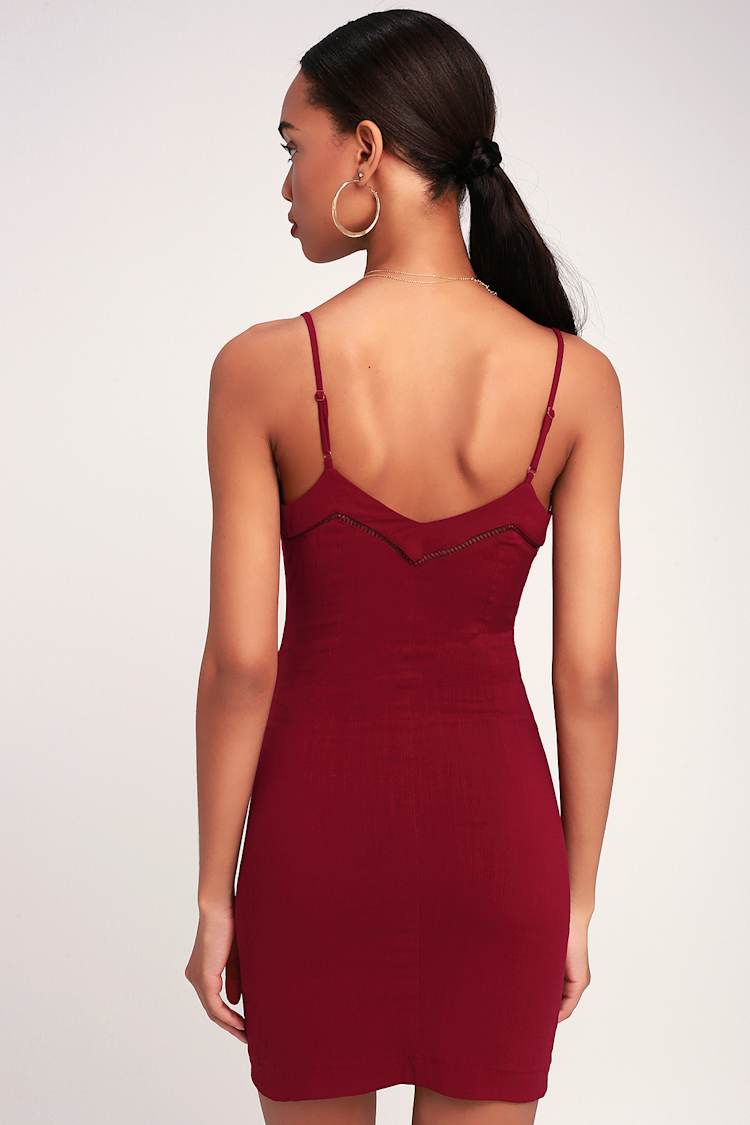 Free People Dylan - Wine Red Dress - Wrap Dress - Mini Dress - Lulus