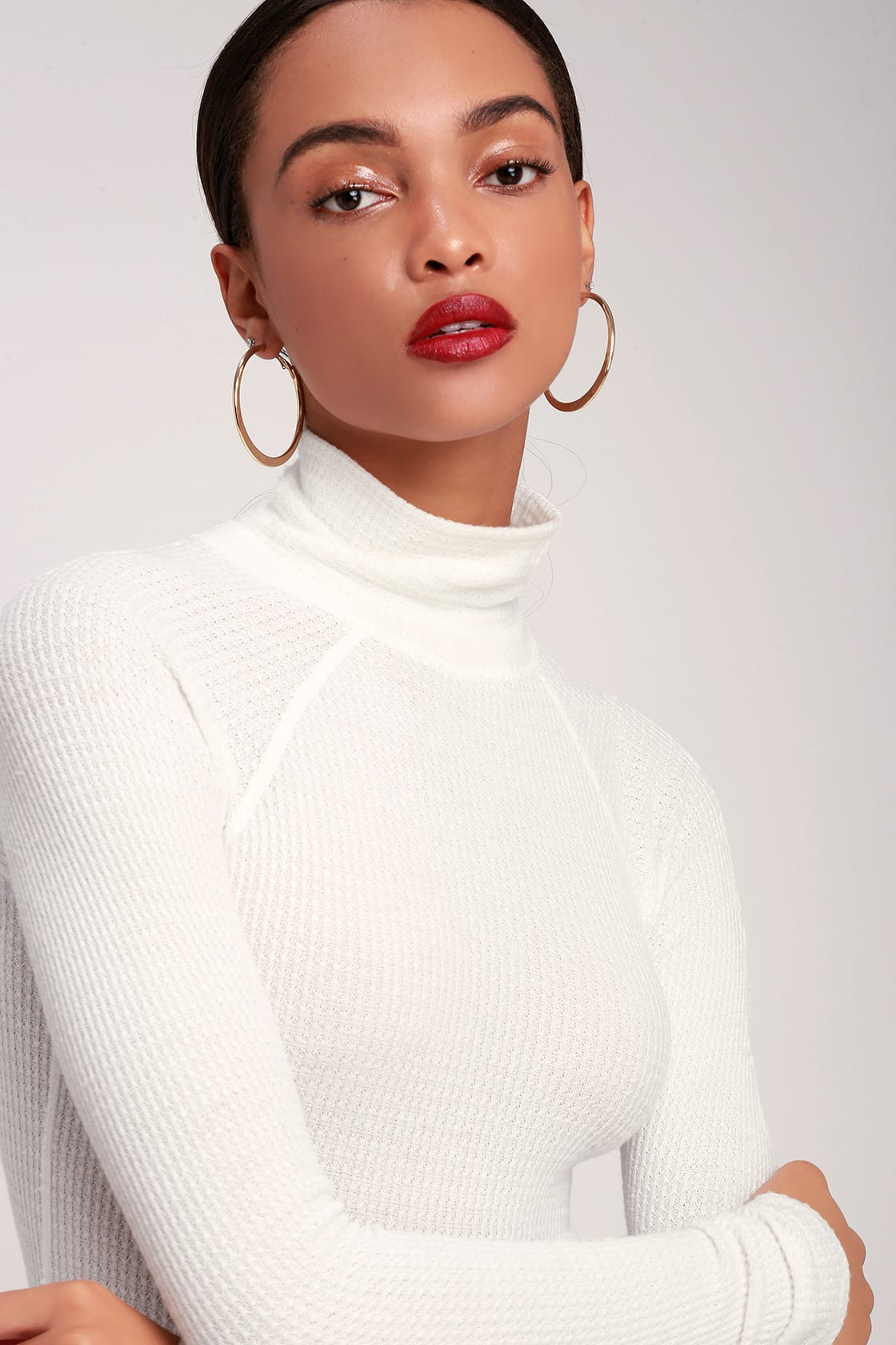 Free People All You Want - Ivory Bodysuit - Turtleneck Bodysuit - Lulus