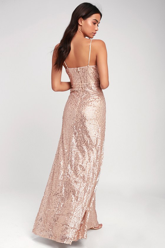 champagne sequin maxi dress