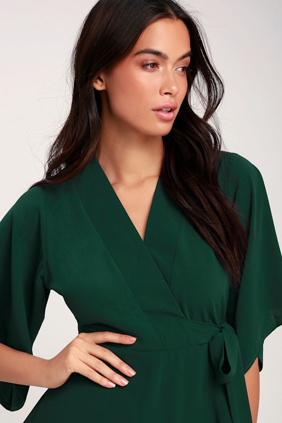 Tonya Forest Green Surplice Tie-Front Top 4