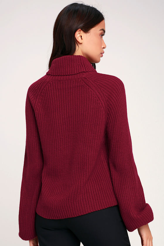 It's Only Love Burgundy Cowl Neck Knit Sweater 2