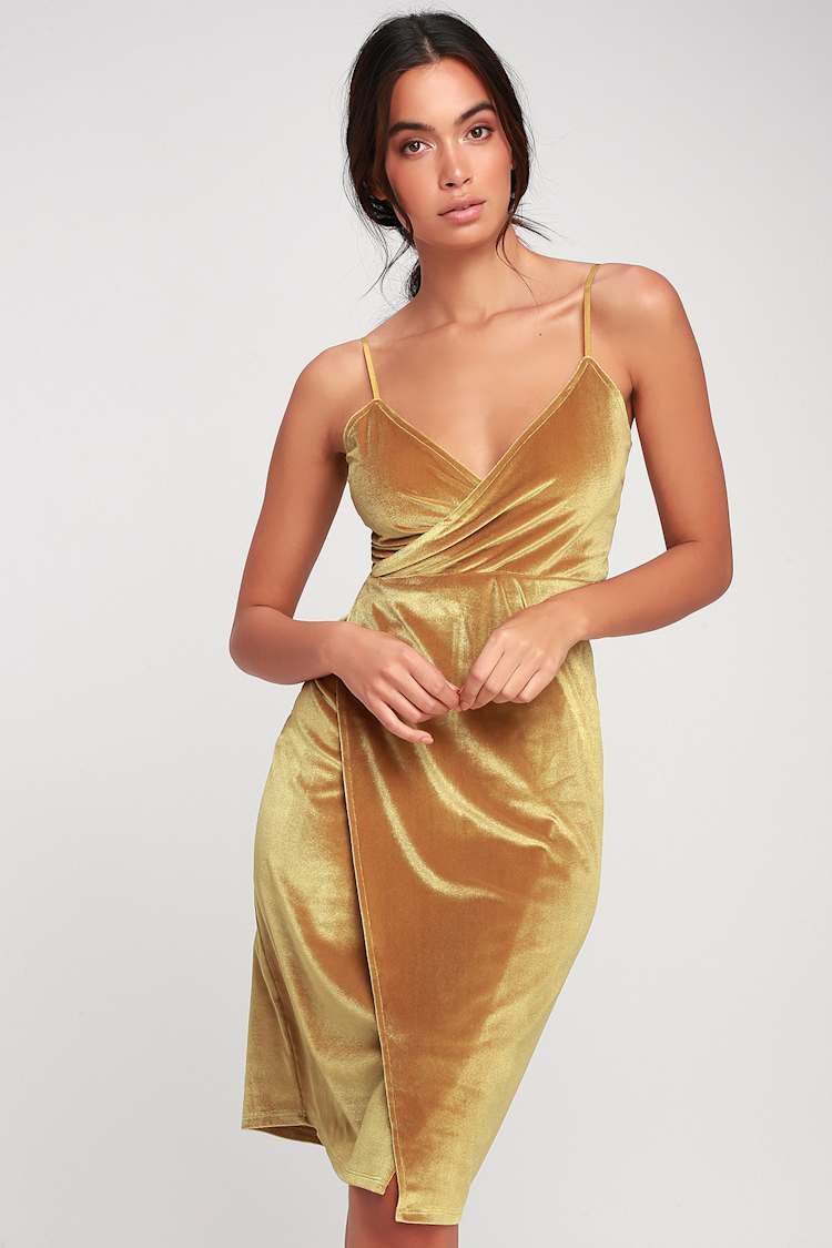 Chic Mustard Velvet Dress - Velvet Bodycon Wrap Dress - Lulus Chic Mustard Velvet Dress - Velvet Bodycon Wrap Dress - Lulus
