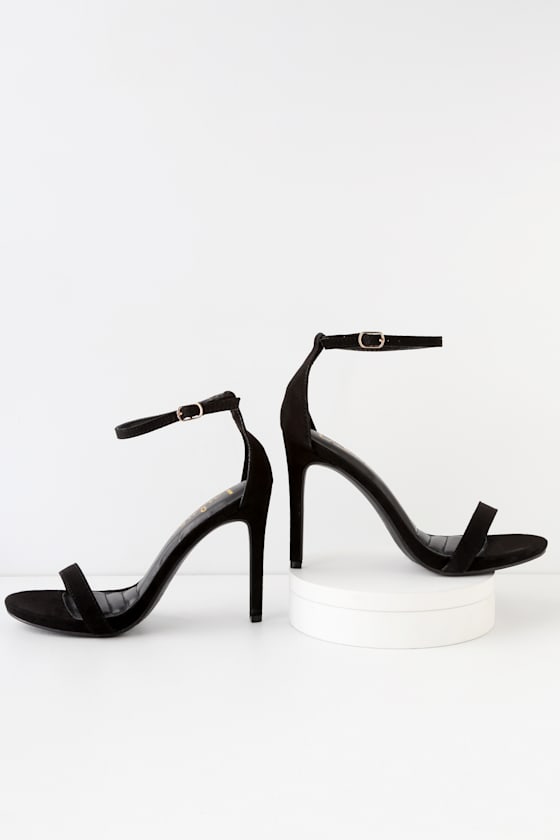 Loveliness Black Suede Ankle Strap Heels 3