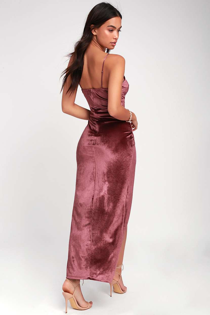 Debut Diva Burgundy Velvet Maxi Dress