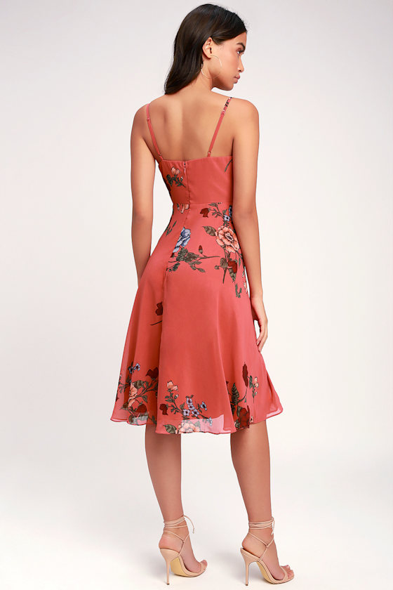 Blooms of You Rusty Rose Floral Print Midi Dress 4