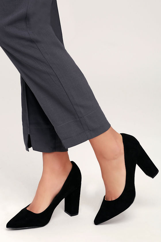 Callen Black Suede Pointed Toe Pumps 4