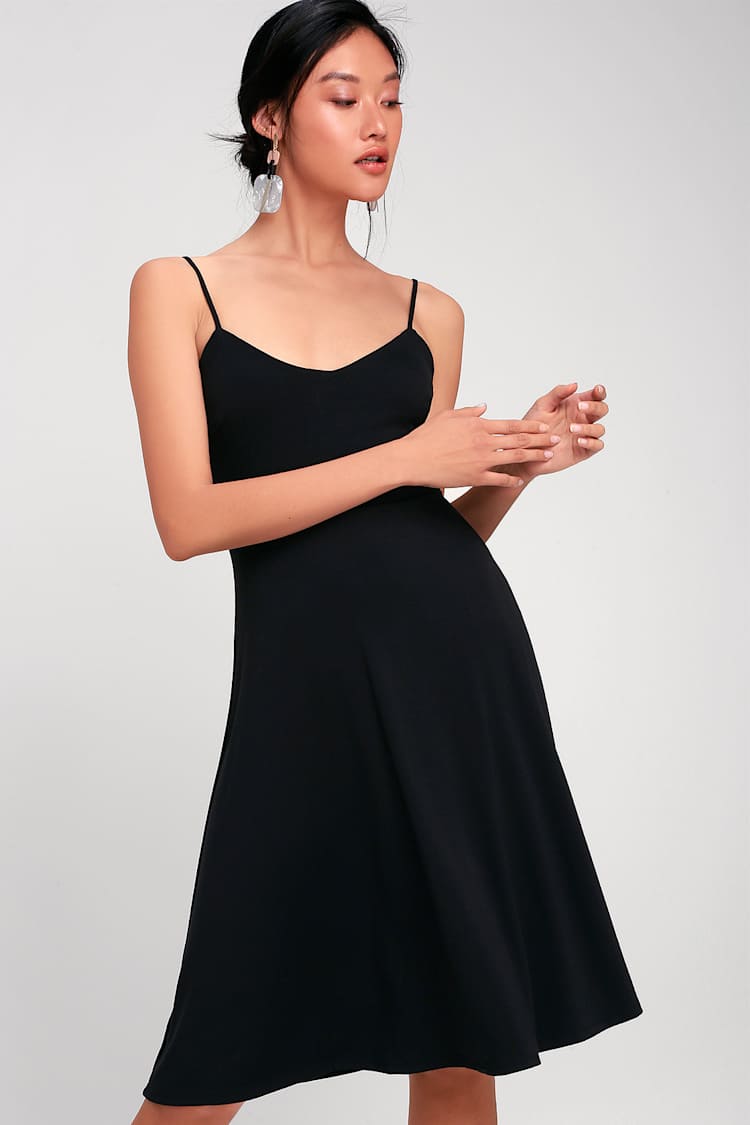Twirl for You Black Midi Skater Dress Twirl for You Black Midi Skater Dress