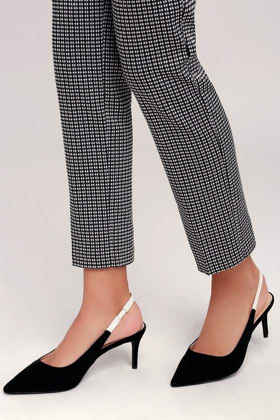 Cute Black Slingback Pumps Vegan Suede Pumps Black Pumps Lulus