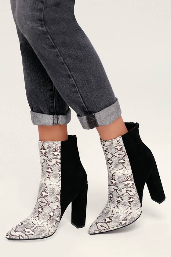 Karin Natural Snake Two-Tone High Heel Booties 2