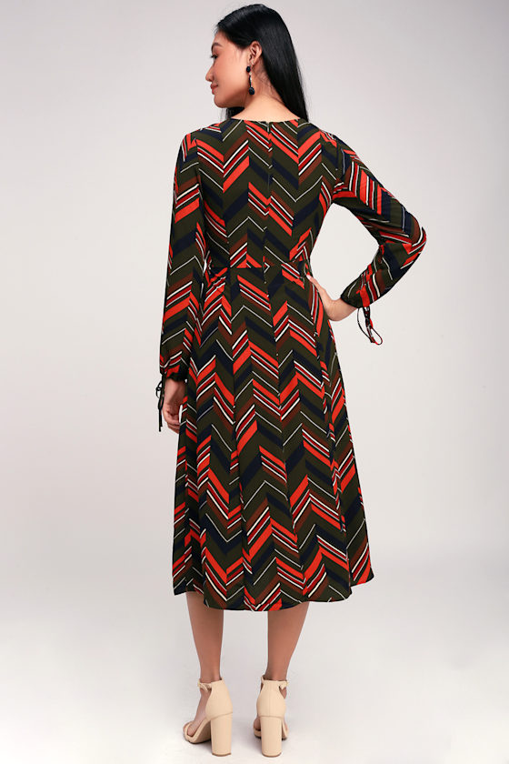Olive Green Multi Midi Dress main image 0