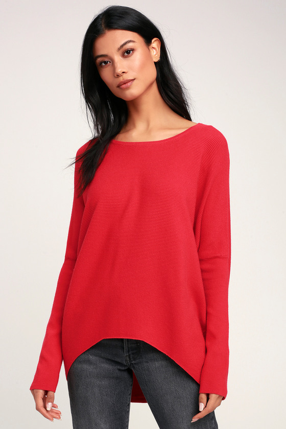 red dolman sweater
