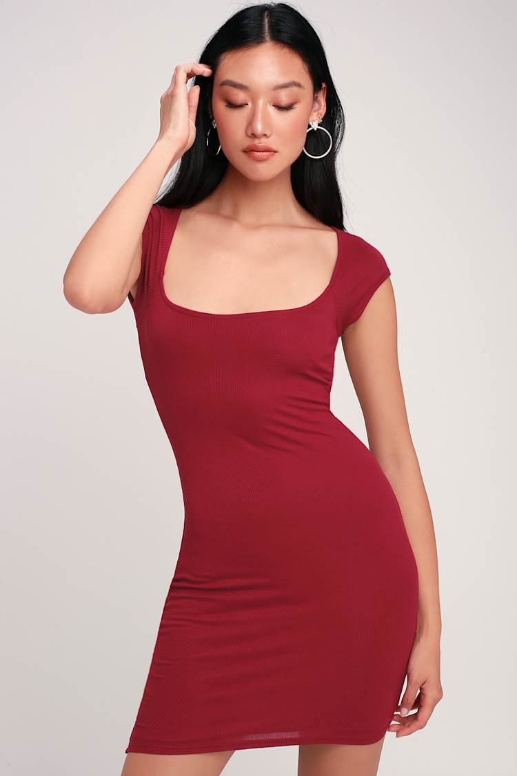 burgundy dress short sleeve