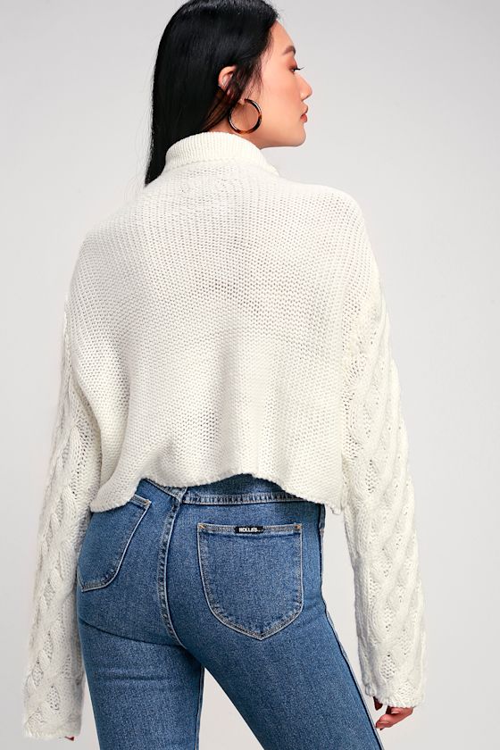 Fontaine Cream Cable Knit Cowl Neck Sweater 2