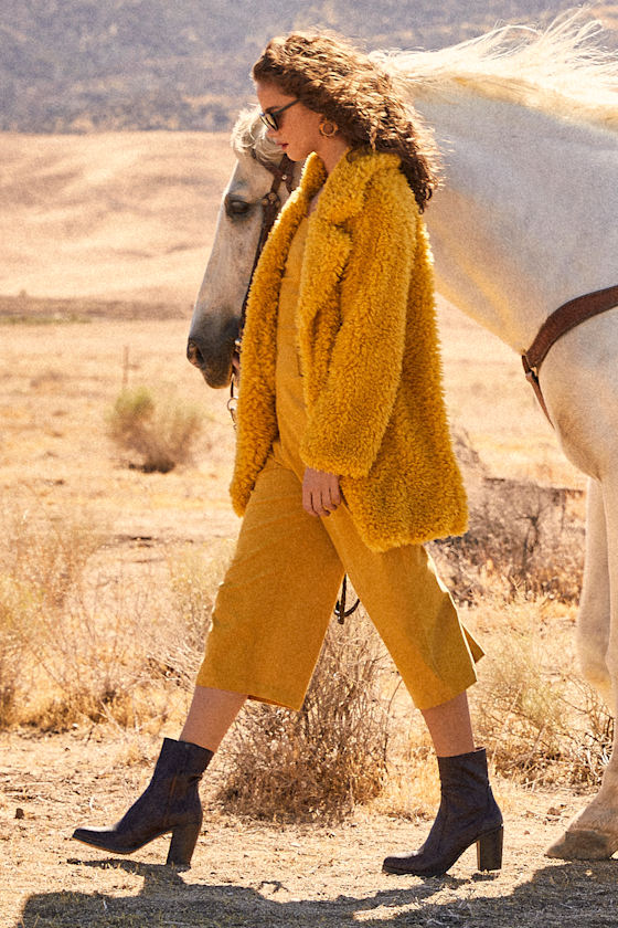 Revere Mustard Yellow Corduroy Cropped Jumpsuit 5