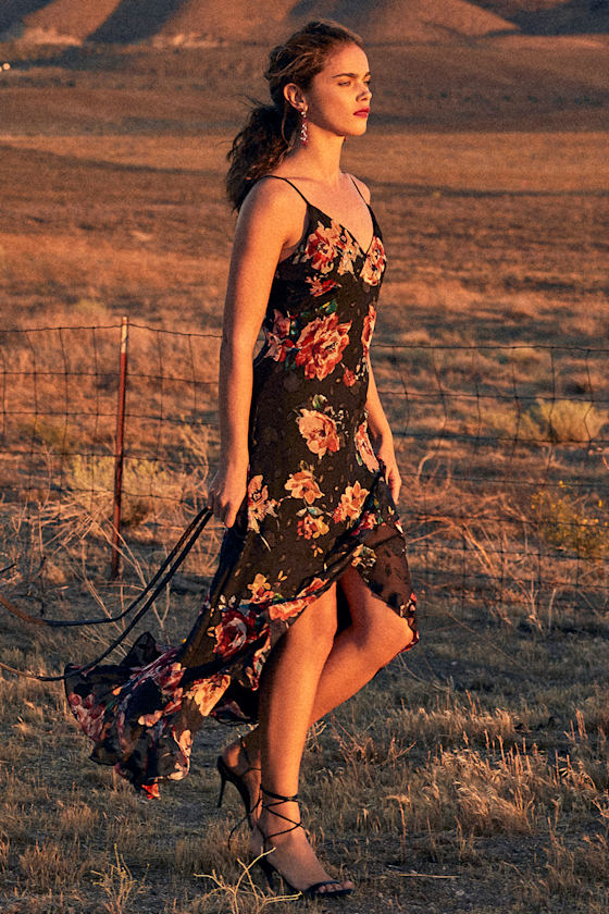 Love Stuck Black Floral Print Ruffled Maxi Dress 5