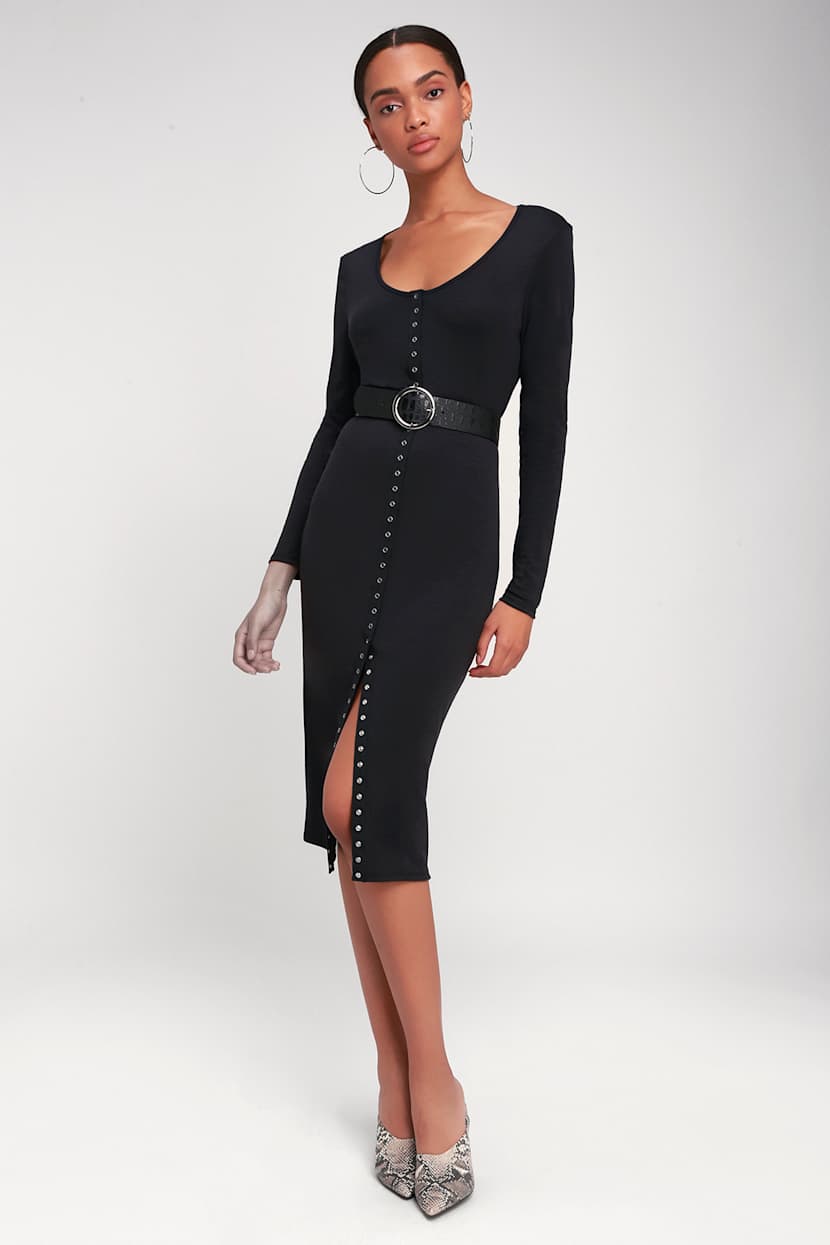 snap front midi dress Lovestitch Women's Sleeveless Snap Front Midi Dress