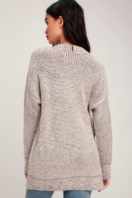 Alpine for You Burgundy and Cream Oversized Cardigan Sweater 3