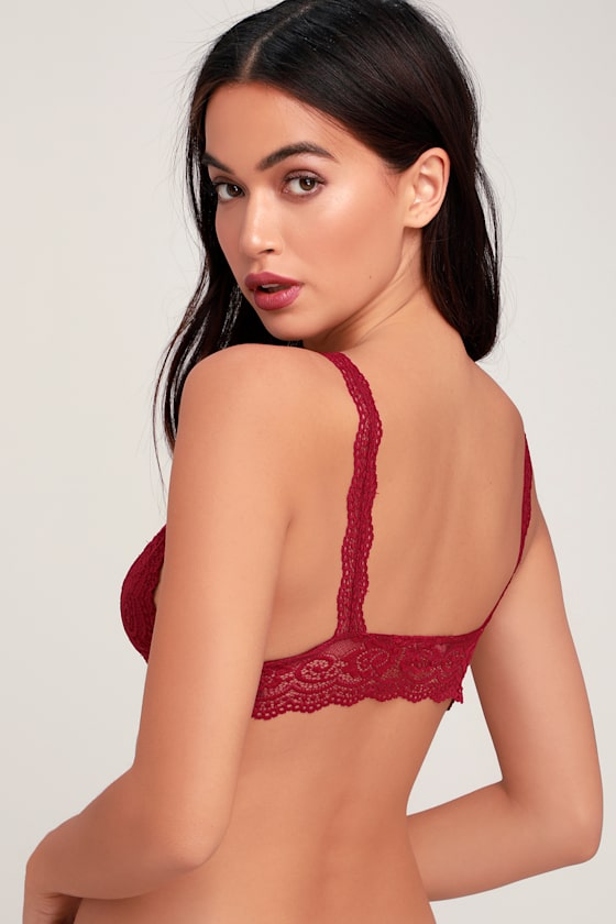 Whole Lotta Love Wine Red Lace Bralette 3