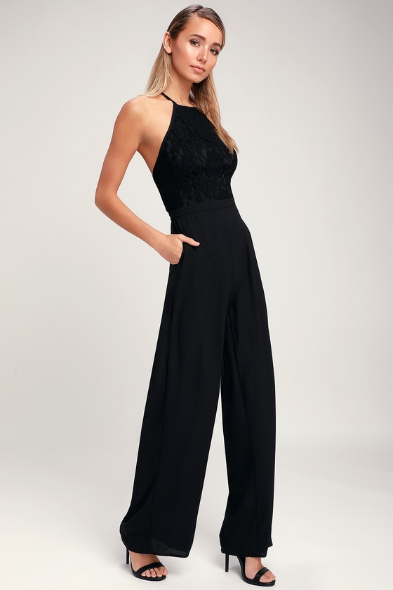 Chic Lace Jumpsuit - Backless Jumpsuit - Black Jumpsuit - Lulus