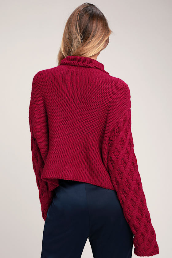 Fontaine Fuchsia Cable Knit Cowl Neck Sweater 2