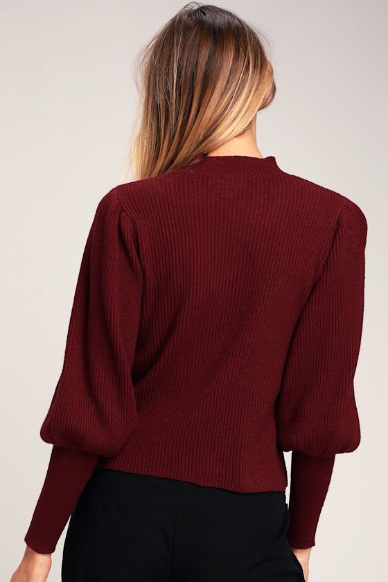 Eugenie Burgundy Balloon Sleeve Sweater 2