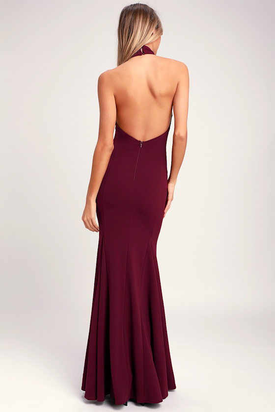 Slice of Joy Burgundy Halter Maxi Dress 2