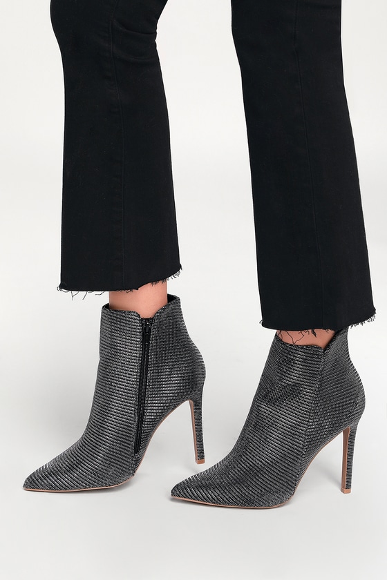 black and silver booties