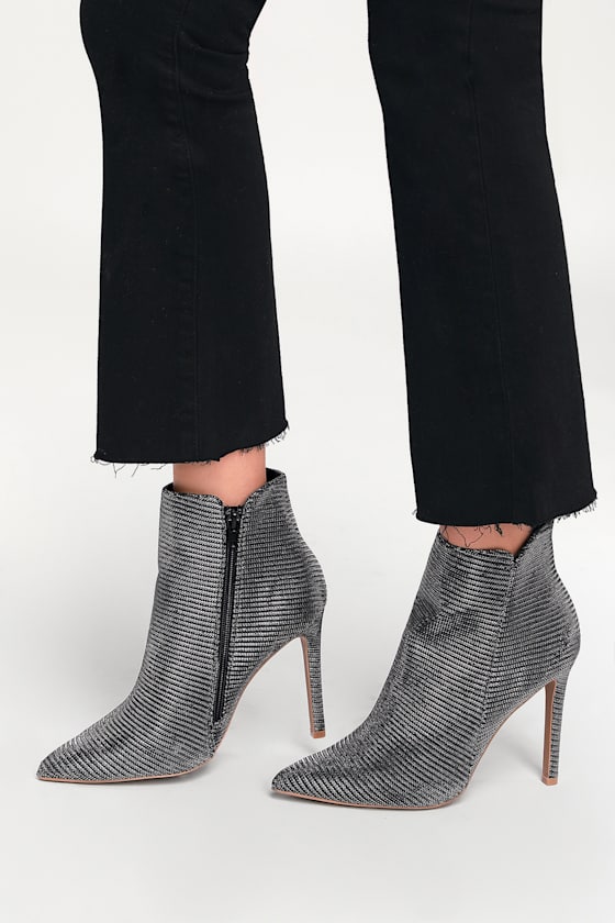 metallic silver booties