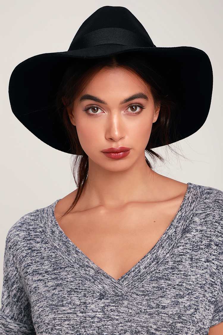 Brixton Piper - Black Felted Wool Hat- Floppy Brim Hat - Lulus display picture 2