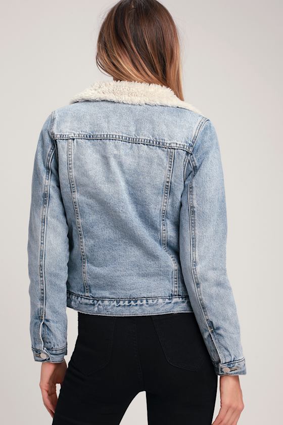 Stella Blue Light Wash Denim Sherpa Jacket 2