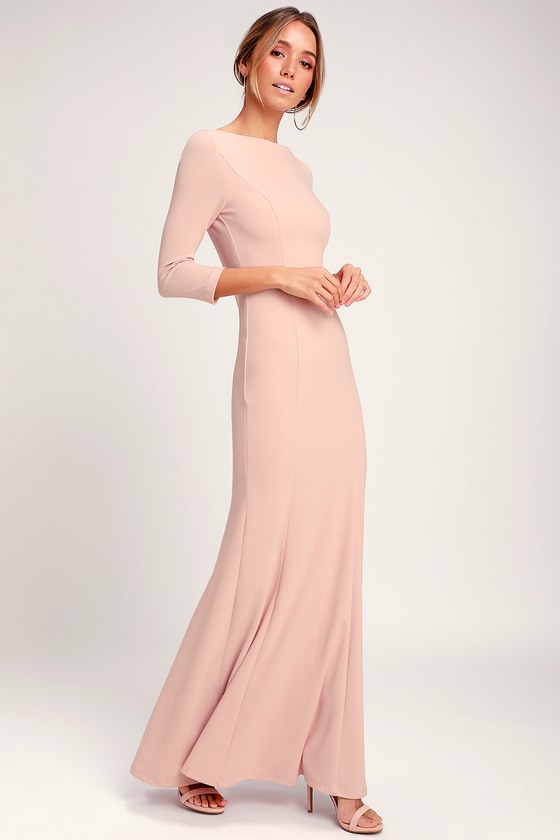 blush pink floor length dress