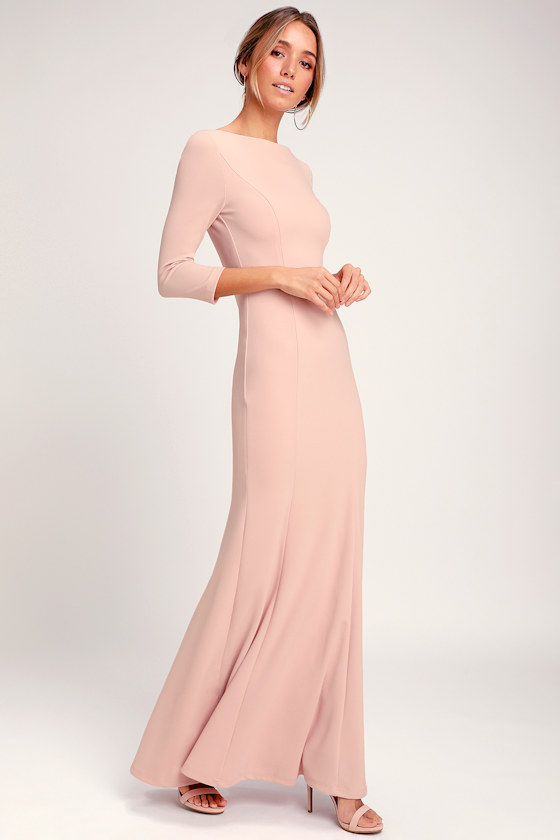 Glamour Galore Blush Pink Button Back Maxi Dress 5
