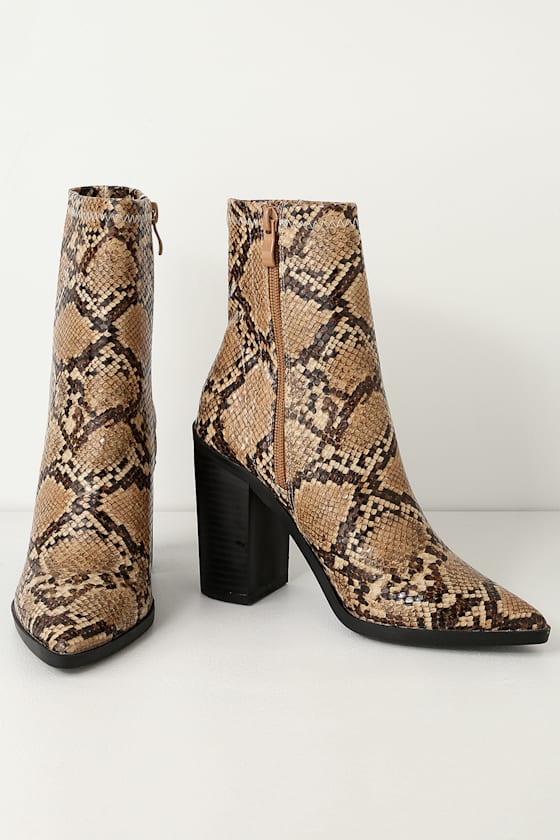 Essex Tan Snake Mid-Calf Booties 2