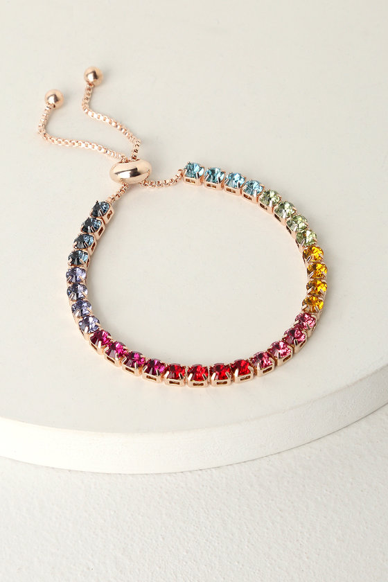 Rainbow rhinestone best sale bracelet
