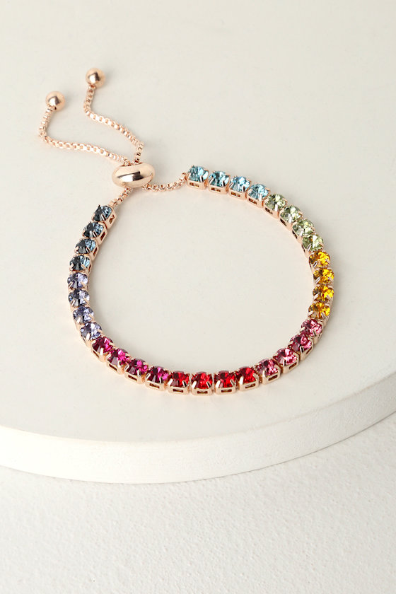 Follow the Rainbow Multi Color Rhinestone Bracelet 1