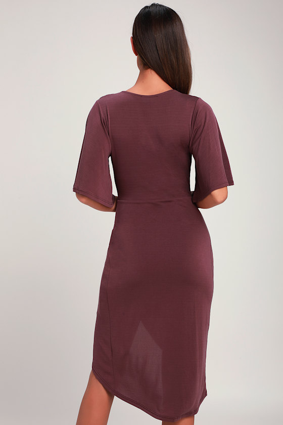Dulcet Washed Purple Surplice Midi Dress 5