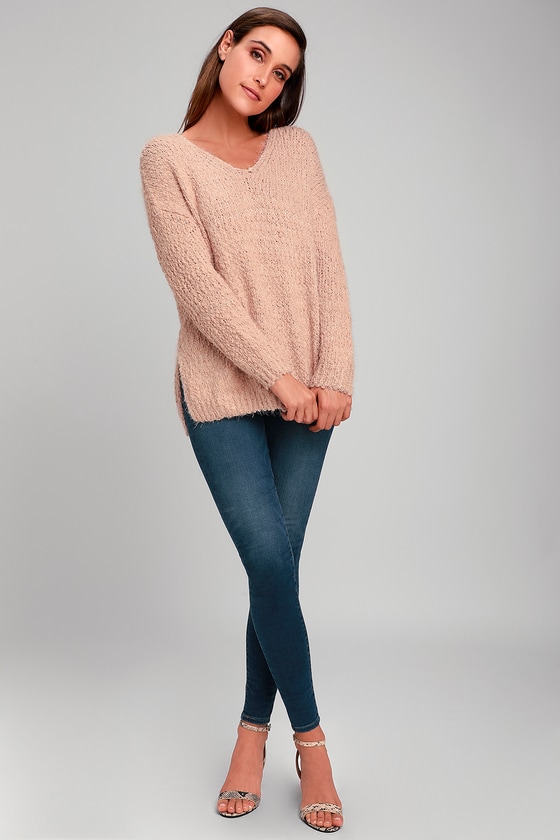 Cute Blush Sweater - Pink Sweater - Fuzzy Sweater - Lulus