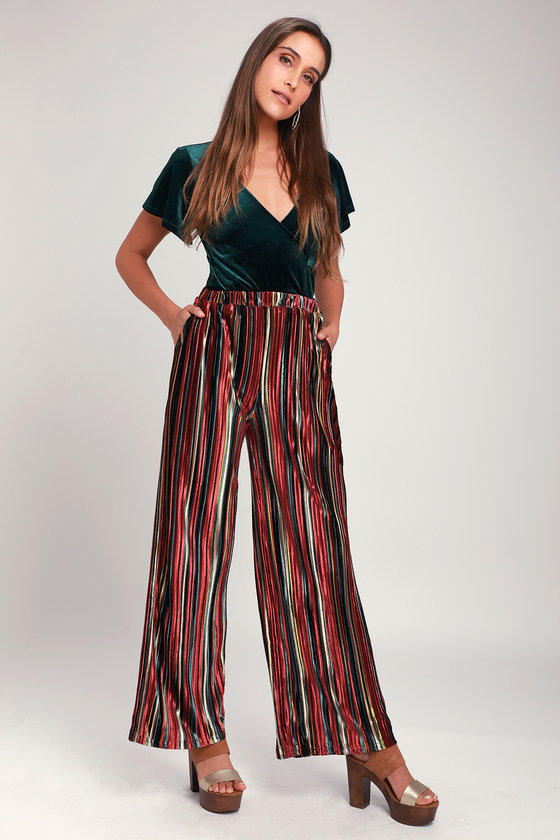 striped velvet pants