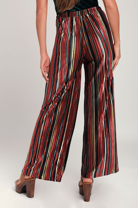 velvet striped pants