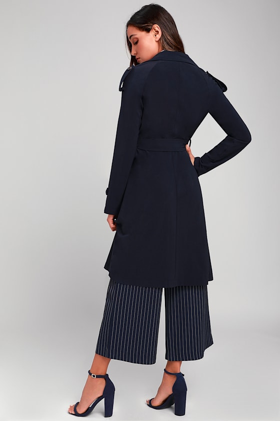 Take a Walk Navy Blue Trench Coat 3
