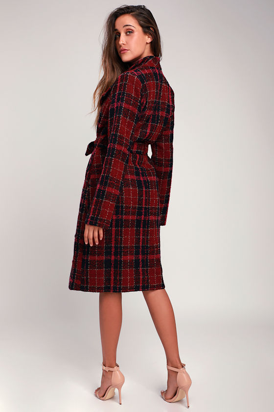 Front and Center Fuchsia Plaid Coat 5