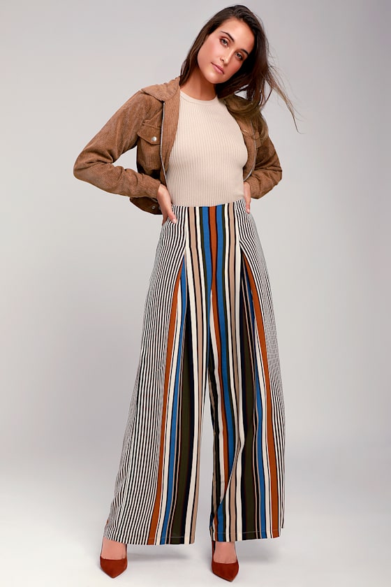 Hopper Multi Striped Pleated Wide-Leg Pants 1