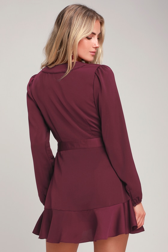 purple wrap dress long sleeve