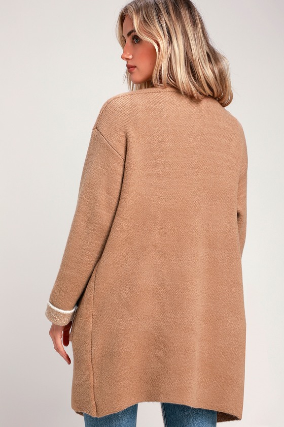 brown sweater coat