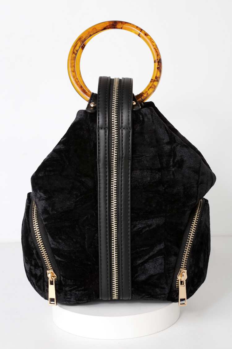 black crushed velvet mini backpack Cool Velvet Bag - Black Velvet Bag - Mini Velvet Backpack