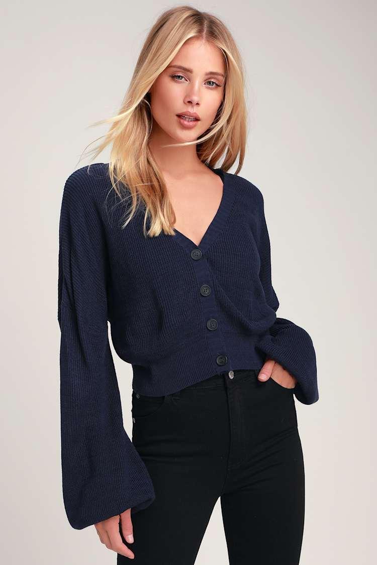 Cropped Cardigan in Navy