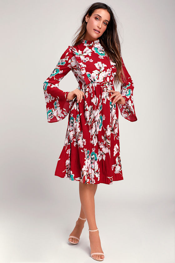 Sweet For You Red Print Dress