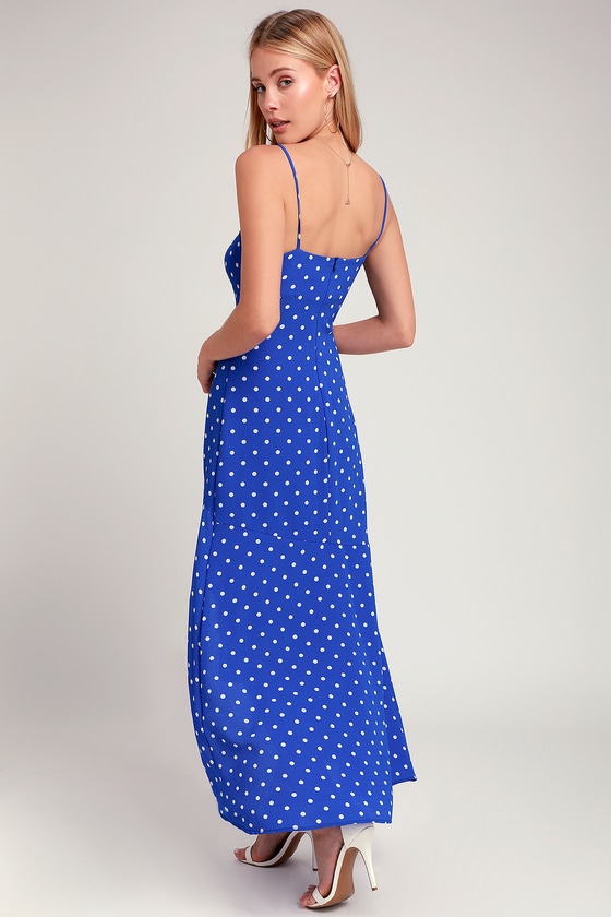 LUSH Dress - Royal Blue Polka Dot Dress ...