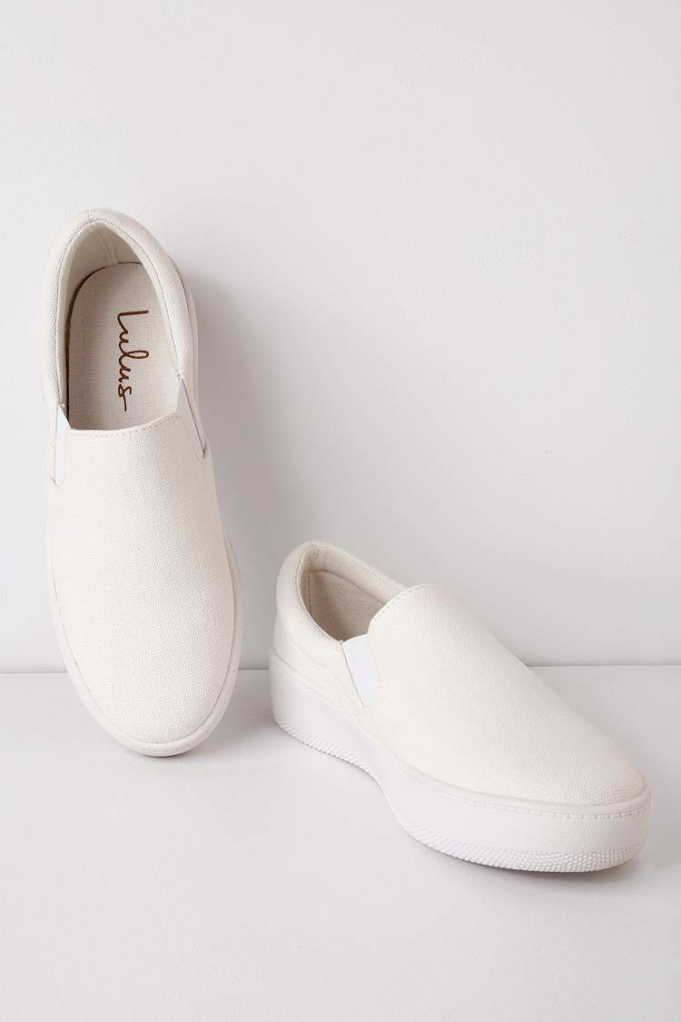 Lulus | Dylann White Slip-On Flatform Sneakers | Size 9