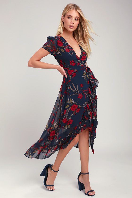 lulus midi wrap dress